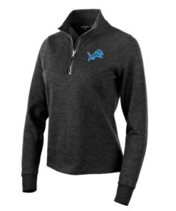 Scott O Detroit Lions Black Half-Zip Jacket front