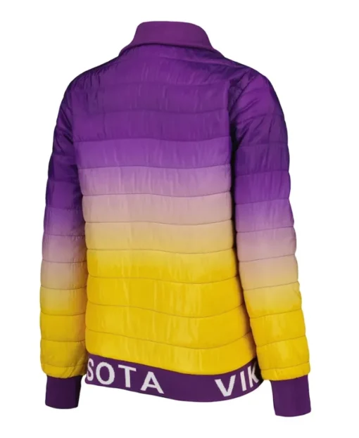 Steven D Minnesota Vikings Purple and Yellow Zip Puffer Jacket back