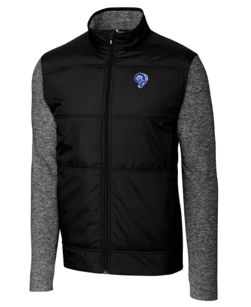 Steven M Los Angeles Rams Black Windbreaker Track Jacket front