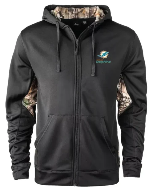 Strauser Miami Dolphins Black Zip Fleece Hoodie