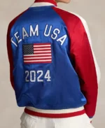 Team USA Satin Baseball Jacket back