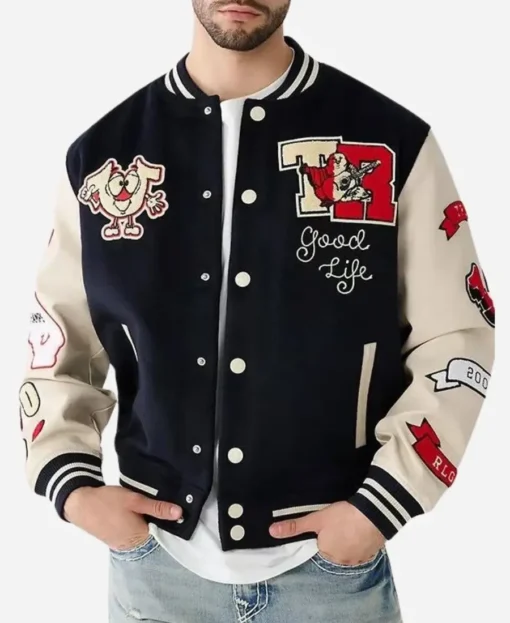 True Religion Varsity Black Jacket front