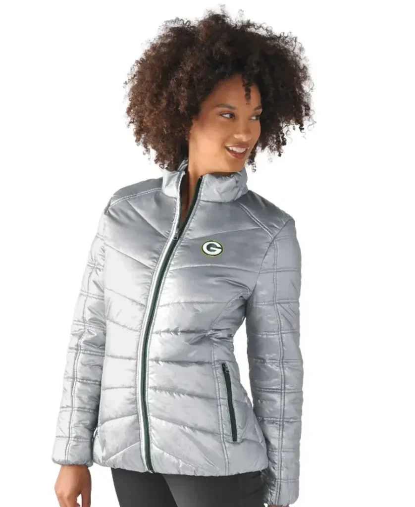 Weston A Green Bay Packers Women Puffer Silver Jacket