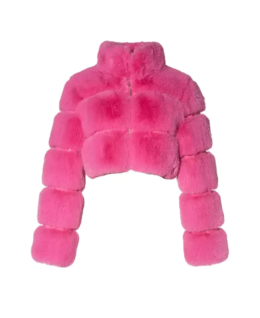 Azalea Wang Barbz Pink Fur Jacket front