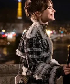 Emily In Paris S04 Emily Cooper Plaid Coat side pose