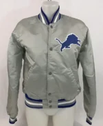 Gray Detroit Lions Satin Jacket front