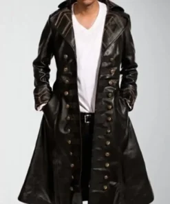 Handmade Leather Trench Coat front