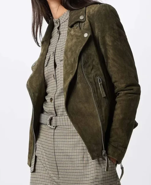 Heida Reed FBI International S02 Green Suede Leather Jacket side