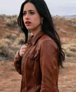 Jeanine Mason Roswell Brown Leather Jacket side