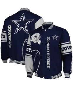 Men's Cowboys Twill Full-Snap Jacket front & back