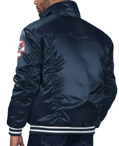 New York Yankees Navy Silver Tab Trucker Jacket back