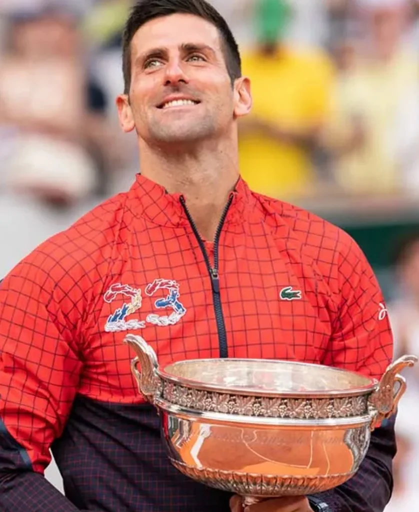 Novak Djokovic 23 Jacket pose