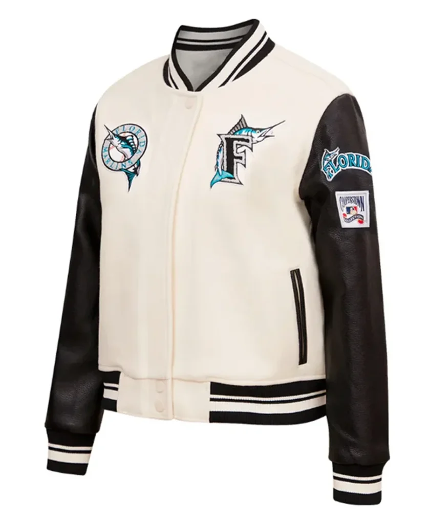 Retro Classic Rib Florida Marlins Varsity Jacket front