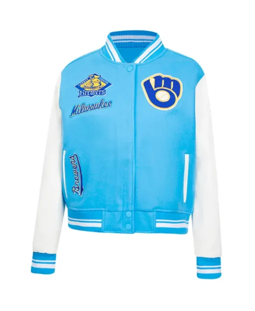 Retro Classic Rib Milwaukee Brewers Varsity Jacket front