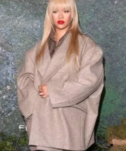 Rihanna Launch Party 2024 Grey Coat front