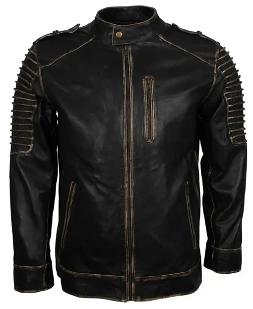 Suicide Squad Joker Black Biker Jacket front