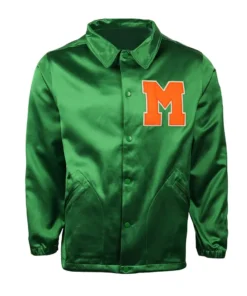 University of Miami Green Satin Windbreaker Jacket front