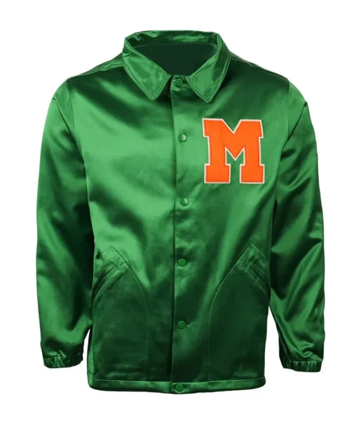 University of Miami Green Satin Windbreaker Jacket front