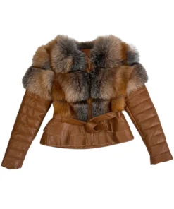 Women's Cropped Shearling Leather Coat front