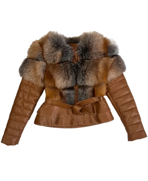 Women's Cropped Shearling Leather Coat front