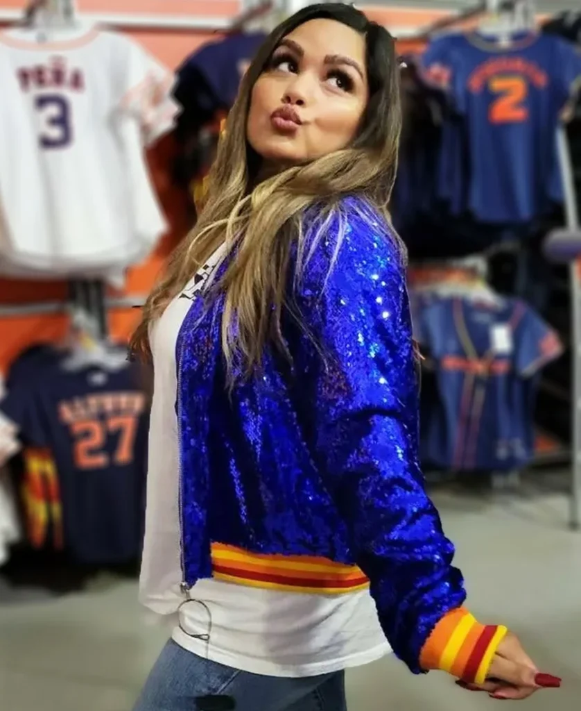 astros sequin jacket side pose