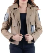 Attack On Titan Survey Corps Khaki Leather Jacket front