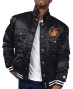 Baltimore Orioles Black Silver Tab Trucker Jacket front