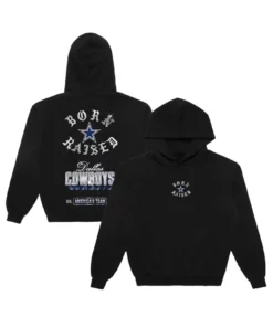 Born x Raised Black Dallas Cowboys Chrome Rocker Hoodie front & back