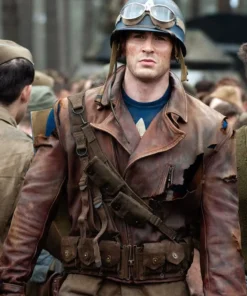 Captain America The First Avenger Leather Jacket movie pose