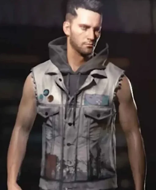 Cyber Punk 2077 Grey Leather Vest front