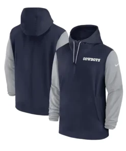 Dallas Cowboys Sideline Pre-Game Half-Zip Hoodie Jacket front & back