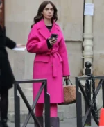 Emily In Paris Emily Cooper Pink Coat front pose