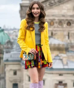 Emily In Paris Emily Cooper Yellow Jacket front