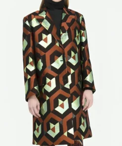 Emily In Paris S03 Marianne Geometric Jacquard Coat front