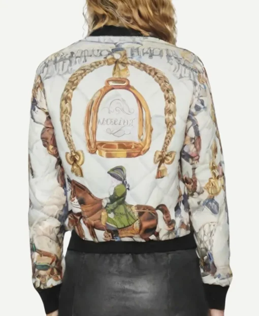 Emily in Paris S02 Lily Collins Horse Print Bomber Jacket back