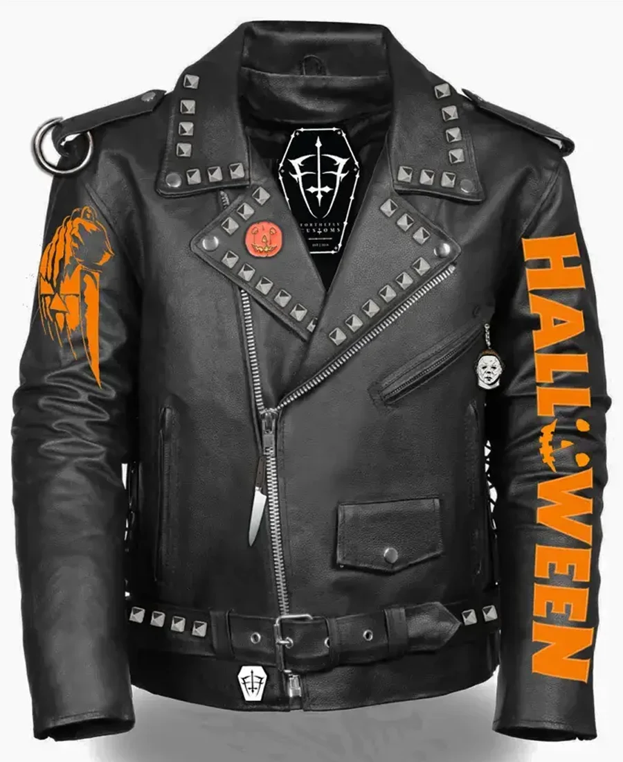 Halloween Biker Black Jacket front