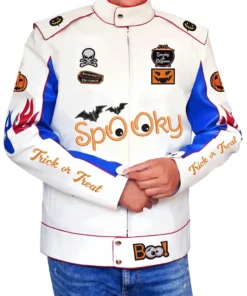 Halloween Spooky Trick Or Treat Leather Jacket front