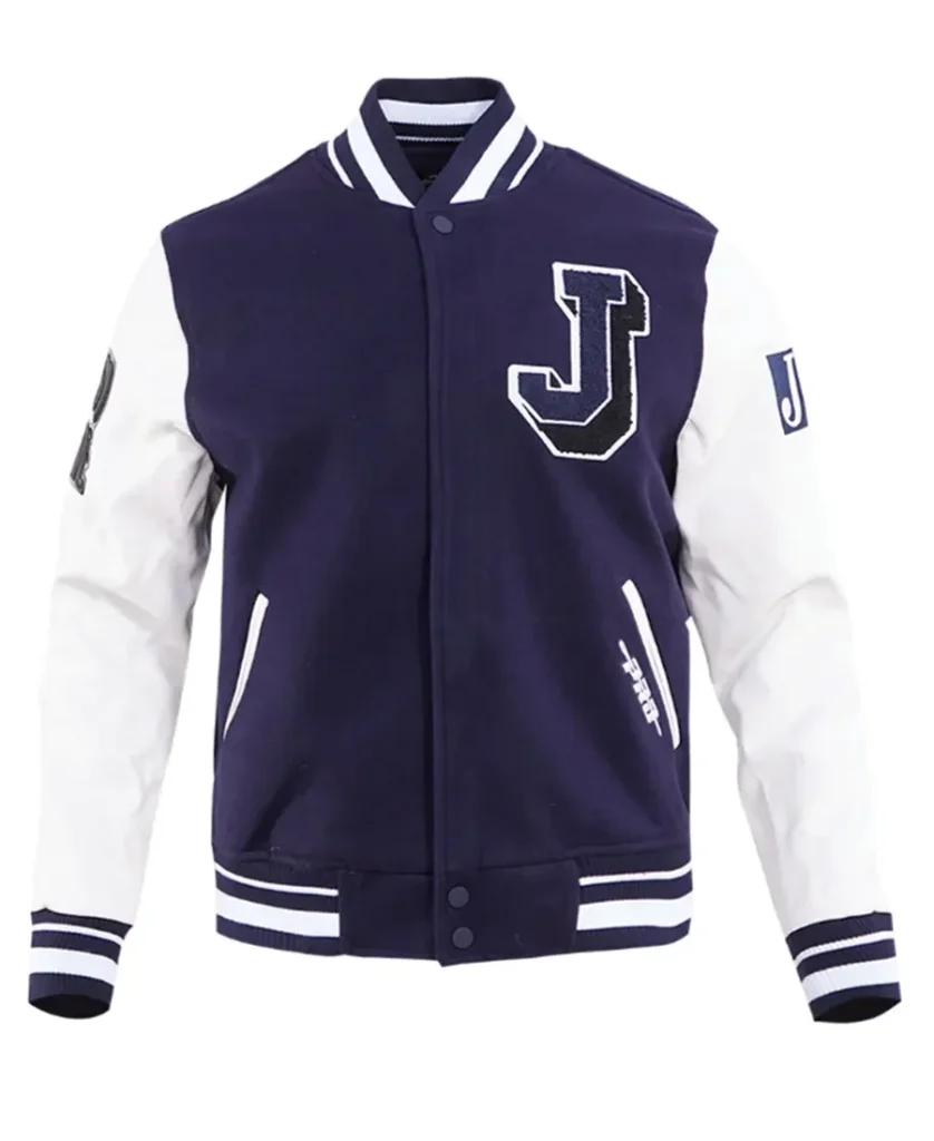 Jackson State University Navy and White Varsity Jacket front