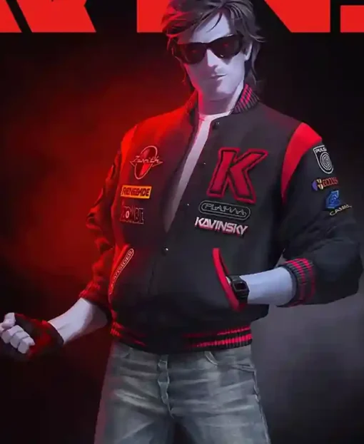 Kavinsky Reborn Varsity Jacket cartoon pose