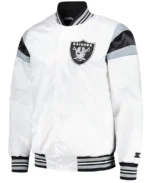 Las Vegas Raiders Midweight White Satin Jacket front