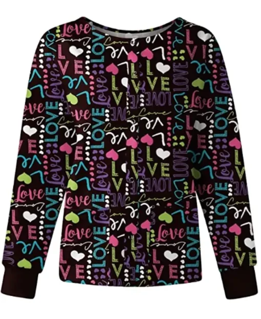 Love Love Halloween Scrub Jacket front