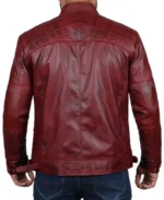 Men's Cherry Red Leather Jacket back