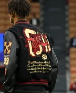 Off White Ac Milan Black Varsity Jacket back