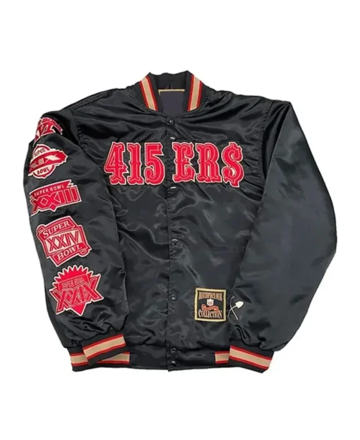 San Francisco 415ers Black Satin Jacket front