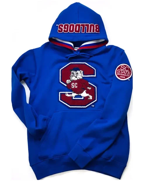 South Carolina State University Letterman Blue Hoodie front