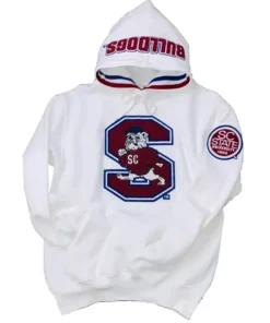 South Carolina State University Letterman White Hoodie front