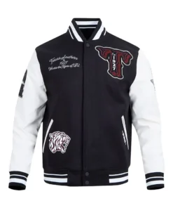 Texas Southern Tigers Black and White Varsity Full-zip Jacket front