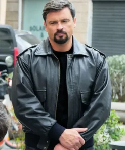 Tom Welling Mafia Wars 2024 Black Leather Jacket front