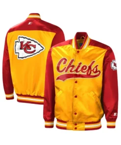 Tradition Kansas City Chiefs Varsity Satin Jacket front & back