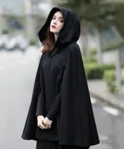 Womens Halloween Cloak Cape Coat front